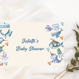 EDITABLE Baby Shower Boy Under the Sea Paper Placemat Ocean Nautical Cream Party Decor Instant Download Themed Printable Digital