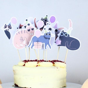 Cat Cake Toppers, Kitty Cat Cake Toppers, Kitten Cake Toppers, Pet Pawty Decor, Cat Party Decor, Kitty Cat Party Decorations, Kitten Party