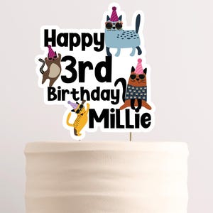 Printable Cat Cake Topper, Kitten Party Cake Decor, Pet Pawty Decor, Personalized Decor, Cat Cupcake Toppers, Kitty Cat Cake Topper