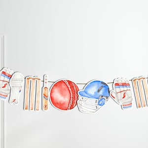 Bearbeitbare Cricket-Girlande, Ball Sport-Geburtstags-Party-Girlande, Jungen-Dekor Fledermaus- und Ball-Girlande, druckbares Dekor, sofortiger Download Wimpelkette