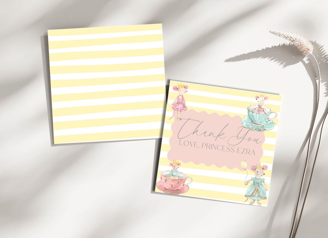 Vip Princess Tag Editable Princess Favor Tag, Vintage Mouse Thank You Tag, Princess ...