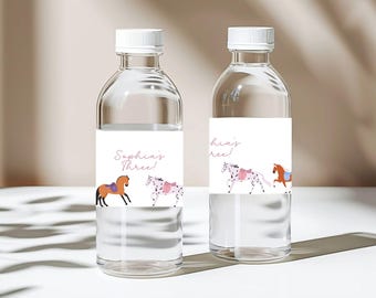 Editable Horse Water Label , Pony Bottle Label, Equestrian Birthday Decor, Instant Download, Cowgirl Party Decor, Pony Birthday Water Label
