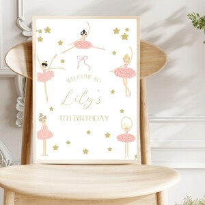 EDITABLE Ballerina Welcome Sign, Ballet Dancer Party Sign , Modern Ballerina Party Sign, Girls Birthday Party, Ballerina Digital Sign