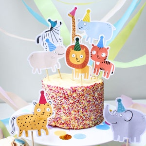 Décorations de gâteau Animaux de la jungle Décorations pour cupcakes animaux de la jungle Décorations de fête d&#39;anniversaire sauvages Un décoration de gâteau Lion Décorations de fête animaux