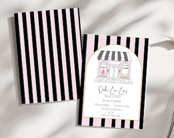Editable Paris Party Invite, French Cafe E-Vite, Parisian Birthday Invitation, French Bakery Invite, Paris Evite, Instant Download
