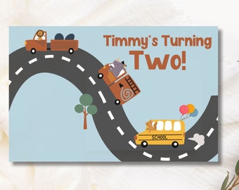EDITIERBARE Transport Papier Tischset Straße Party Dekor Fahrzeug Party Tischset Sofortiger Download Auto Tischset LKW Party Tischset Bus Geburtstag