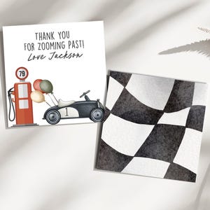 Editable Race Car Favor Tag, Hot Car Wheels Thank You Tag, Racing Car Favor Sticker, Vintage Car Party Favour Label, Printable Car Tag