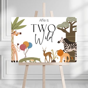 Editable Safari Animals Welcome Sign Jungle Animals Party Sign Zoo Animals Birthday Party Wild One Birthday Party Instant Download