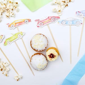 Racing Car Cake Topper, Derby Car Birthday Party Minimalist Boys Cupcake Topper Car Smash Party Truck Decor Hot Car Wheels Decor