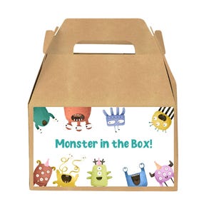Editable Monster Gable Sticker Little Monsters Favor Sticker Monster Birthday Party Minimalist Boys Gable Box Label 1st Party Decor