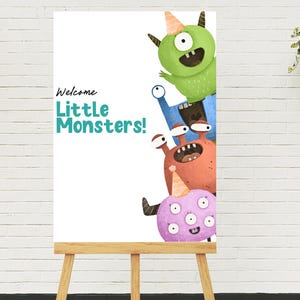 Editable Monsters Welcome Sign Little Monsters Party Sign Monster Birthday Party Minimalist Boys Welcome Signs 1st Birthday Party Decor