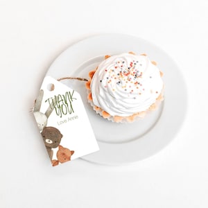 EDITABLE Forest Teddy Bears Picnic Bunny Fox Thank You Tag Favour Label Birthday Party Decor Instant Download Kids  Themed Printable Digital