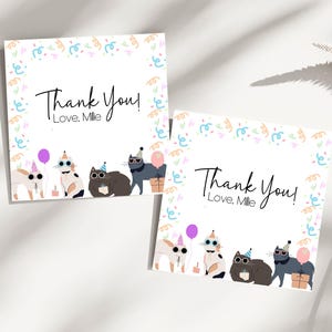 Editable Cat Favor Tag, Kitten Party Thank You Tag, Pet Pawty Sticker, Instant Download Decor, Cat Party Printable Tag, Kitty Cat Decor