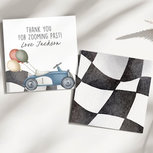 Editable Race Car Favor Tag, Hot Car Wheels Thank You Tag, Racing Car Favor Sticker, Vintage Car Party Favour Label, Printable Car Tag