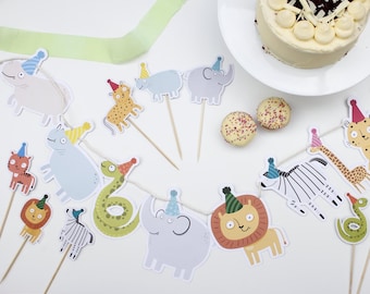 Personalized Wild Animal Garland, Wild One Party Banner, Safari Animal Bunting, First Birthday party Decor, Custom Zoo Animal Garland