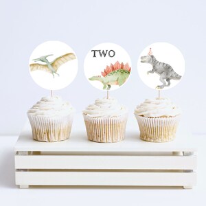EDITIERBARE Dinosaurier Cake Topper Dino Jurassic Luftballons Cupcake Geburtstag Party Dekor Sofortiger Download Kinder unter dem Motto druckbare digitale Etikett