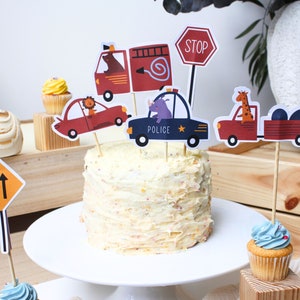 Transportation Cake Toppers Road Party Cupcake Toppers Transport Party Decor Cars Cake Topper Trucks Cake decor Bus Cake Topper Vehicle