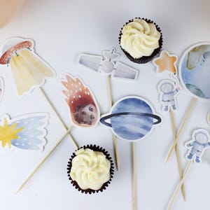Adornos para tartas de astronauta, adornos para tartas del espacio, adornos para tartas de cohetes, decoración para tartas del espacio exterior, adornos para tartas Reach For The Stars