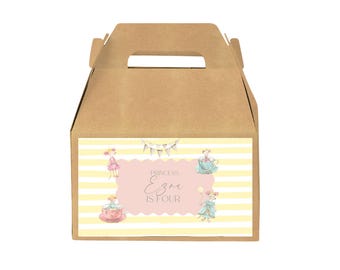 Pegatina editable de Princesa Ratón para caja de Gable: Etiqueta de recuerdo de fiesta original (descarga digital)