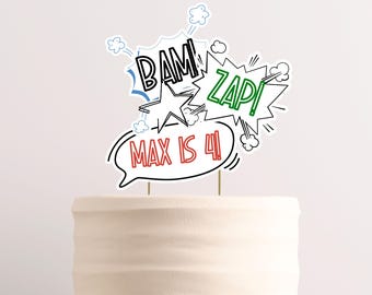 Adorno para tarta de superhéroe personalizado, adorno minimalista para cupcakes de superhéroe para fiesta de cumpleaños de superhéroe, adorno para tarta de superhéroe personalizado para fiesta de superhéroes