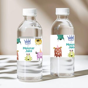 Editable Monster Water Label Little Monsters Cup Label Monster Birthday Party Minimalist Boys Table Setting 1st Birthday Party Decor