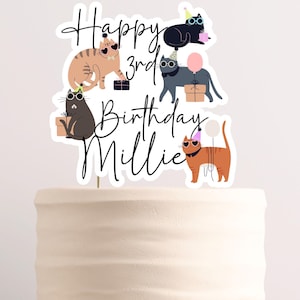 Printable Cat Cake Topper, Kitten Party Cake Decor, Pet Pawty Decor, Personalized Decor, Cat Cupcake Toppers, Kitty Cat Cake Topper