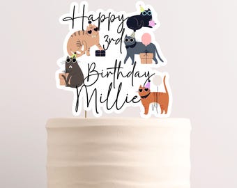 Adorno para tarta de gato imprimible, decoración para tarta de fiesta de gatitos, decoración con forma de pata de mascota, decoración personalizada, adornos para cupcakes de gato, adorno para tarta de gatito