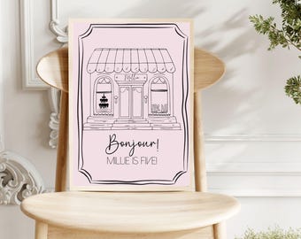 編集可能なパリのパーティーサイン、フランスのカフェのウェルカムサイン、パリの印刷可能なサイン、フランスのベーカリーパーティーの装飾、すぐにダウンロードできるパーティーサイン