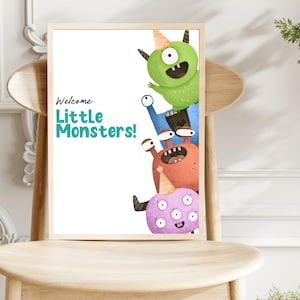 Editable Monsters Welcome Sign Little Monsters Party Sign Monster Birthday Party Minimalist Boys Welcome Signs 1st Birthday Party Decor