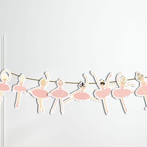 DYNASTRIB Ballerinas Girlande – Wimpelkette, Mehrfarbig, 270 Cm, Mit Tanzenden Ballerinen, Für Kindergeburtstag & Dekoration