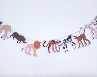 Safari Animal Banner Jungle Animal Garland Zoo animal Bunting Wild One Party Decor First Birthday Decor Safari Party Decor Wild Animal Decor