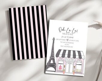 Editable Paris Party Invite, French Cafe E-Vite, Parisian Birthday Invitation, French Bakery Invite, Paris Evite, Instant Download