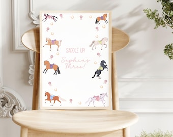 Editable Horse Party Signs , Pony Welcome Sign, Equestrian Birthday Decor, Instant Download, Cowgirl Party Decor, Pony Birthday Welcome Sign