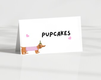 EDITABLE Dog Party Labels Puppy Pawty Food Tent Labels Girls Birthday Party Pink Dog Party Food Labels Instant Download Printable Labels