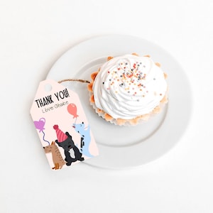 EDITABLE Dog Pooch Party Puppy Pawty Girl Thank You Tag Favour Label Birthday Party Decor Instant Download Kids Personalised Printable