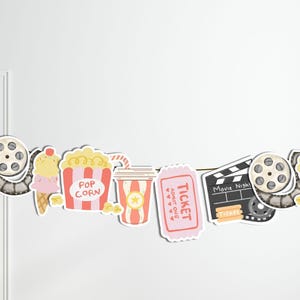 Movie Night Garland, Cinema Party Banner, Girls Birthday Bunting, Movie Birthday Decor, Sleepover Garland, Printable Instant Download