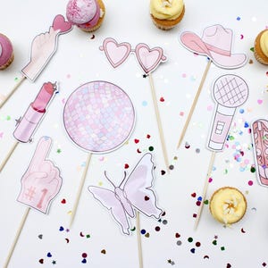 Swiftie Cake Toppers: Girls Pink Disco Ball Birthday Party Decorations