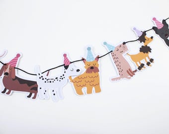 Girlande zum Geburtstag personalisiert: Welpe Pawty Girlande