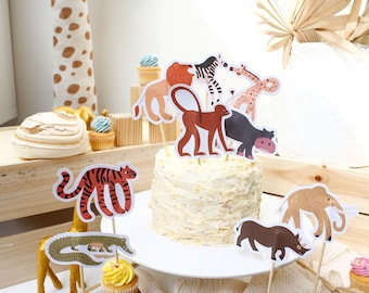 24Pcs Décoration De Gâteau Animaux Jungle Cake Topper Animal