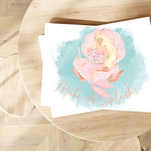 EDITABLE Mermaid Placemat Shellbration Party Place mats Mermaid Party Decor Under the Sea Paper Placemat Pink Party Instant Download