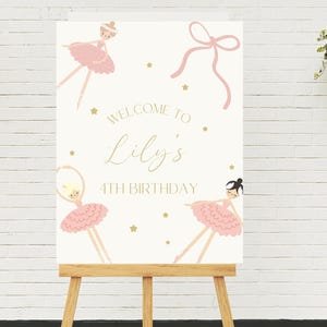 EDITABLE Ballerina Welcome Sign, Ballet Dancer Party Sign , Modern Ballerina Party Sign, Girls Birthday Party, Ballerina Digital Sign