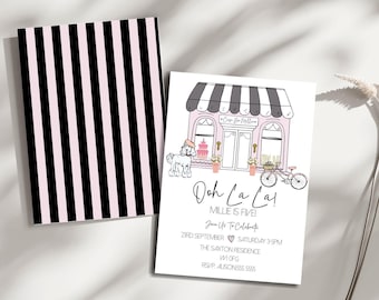 Editable Paris Party Invite, French Cafe E-Vite, Parisian Birthday Invitation, French Bakery Invite, Paris Evite, Instant Download