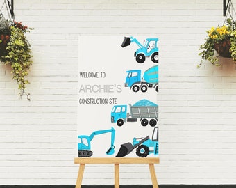 EDITABLE Construction Welcome Sign Construction Party sign Dumper Truck party Construction Site Sign Blue Party Boys Birthday Party