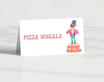 EDITABLE Circus Food Labels Carnival Greatest Show Tent Food Label First Birthday Party Decor Instant Download Kids Printable Label