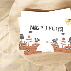 EDITABLE Pirate Paper Placemat Pirate Party Decor Pirate Ship Placemat Customized Pirate Party Decor Shark Paper Placemat Boys Party Decor