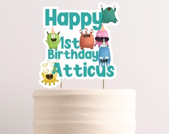 Personalisierte Monster Kuchen Topper Kleine Monster Kuchen Topper Monster Geburtstagsfeier Benutzerdefinierte Jungen Cupcake Toppers 2