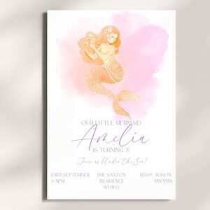 EDITABLE Mermaid Party Invite Shellbration Party Invitation Mermaid Party Under the Sea Invite Pink Birthday Party Onder The Sea Invite