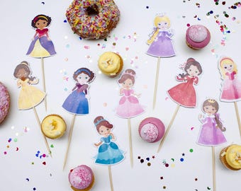 Princess Cake Toppers Cinderella Cupcake Toppers Sleeping Beauty Cake Decorations Girls Birthday Party Decorations