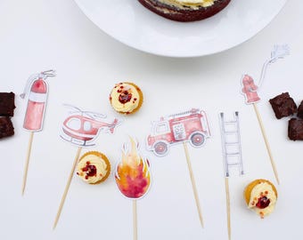 Custom Feuerwehrmann Tortenstecker, Feuerwehrmann Cupcake Topper Feuerwehrmann Party Dekoration Jungen Geburtstagsparty