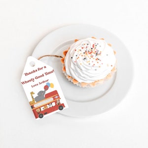 EDITABLE Wheels on the Red Bus Animals Thank You Tag Favour Label Birthday Party Decor Instant Download Kids  Themed Printable Digital
